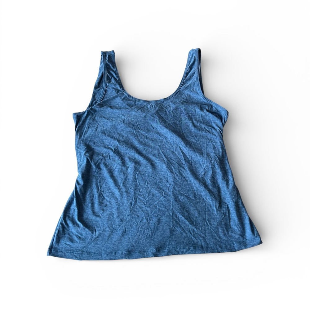 Beyond Yoga Blue Scoop Neck Twist Back Tank Top